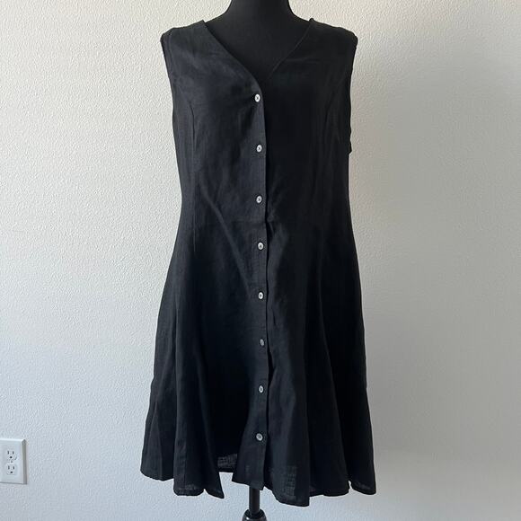 J Crew Linen Mini Dress Size 12 Black - Picture 1 of 9